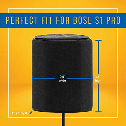 Maplefield Black Padded Speaker Cover Compatible with Bose S1 Pro - Transport Handle Flap for Bluetooth Speaker - Waterproof & Dustproof Protection for Bose S1 Pro Cover - 11.2in D x 9.5in W x 13in H