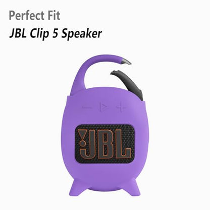 Geiomoo Silicone Carrying Case for JBL Clip 5, Protective Portable Scratch Shock Resistant Cover (Purple) - color: Purple