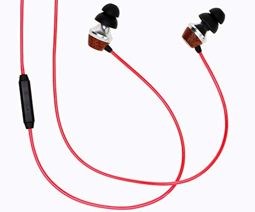 Symphonized ALN 2.0 Premium Genuine Wood In-ear Noise-isolating Headphones|Earbuds|Earphones with Innovative Shield Technology Cable and Mic (Lava Red) - color: Lava Red