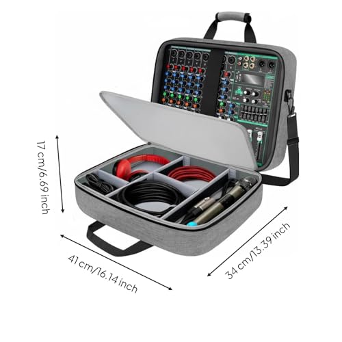 Qianly Audio Mixer Carrying Case Multiple Pockets Audio Equipment Storage Bag Customizable Interior Padded Mixer Case for Artists
