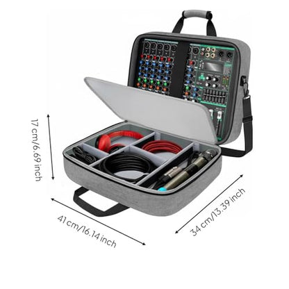 Qianly Audio Mixer Carrying Case Multiple Pockets Audio Equipment Storage Bag Customizable Interior Padded Mixer Case for Artists