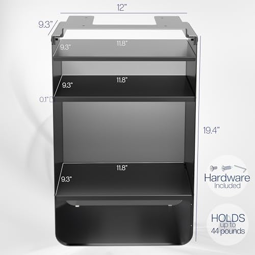 VIVO Under Desk Storage Cabinet, High Capacity Shelving Unit with Height Adjustable Shelves, Holds 44 lbs, Black, DESK-SC01