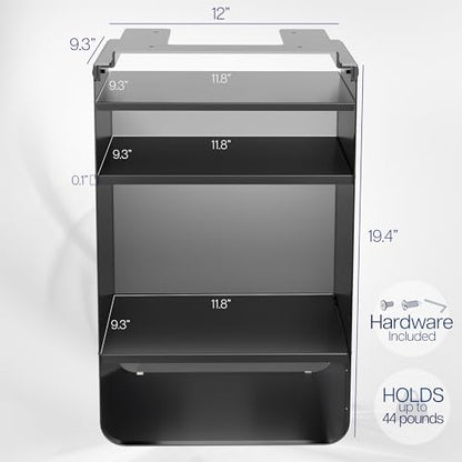 VIVO Under Desk Storage Cabinet, High Capacity Shelving Unit with Height Adjustable Shelves, Holds 44 lbs, Black, DESK-SC01