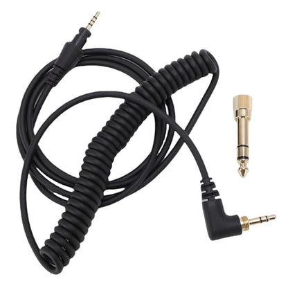Bewinner Earphone Cable Fit for DJ HDJCUE1BT HDJX5 HDJX7 HDJS7, 3.5mm to 6.35mm Adapter Headphone Cable Replacement, 2m Spring OFC Tangleless Detachable Wire for Studio DJ Booth