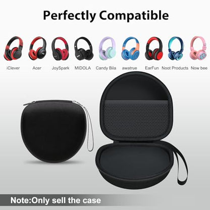 Kid Headphones Case for iClever/Acer/JoySpark Etc Headphone,Black,Case Only | for iClever BTH12 HS19 BTH20 BTH22 BTH26/Candy Bila/Acer/JBL/MIDOLA/JoySpark/JLab/ADOOPE/Spiderman/EarFun/ Etc Kids Headphone - color: Black