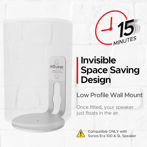 ERA 100 Wall Mount Bracket, Low Profile, White, Twin Pack (2pcs) | Compatible with Sonos ERA100 & ERA 100 SL Speaker, Complete with All Fixing Hardware, Double, Pair - color: White, size: Twin Pack