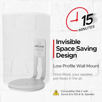 ERA 100 Wall Mount Bracket, Low Profile, White, Twin Pack (2pcs) | Compatible with Sonos ERA100 & ERA 100 SL Speaker, Complete with All Fixing Hardware, Double, Pair - color: White, size: Twin Pack