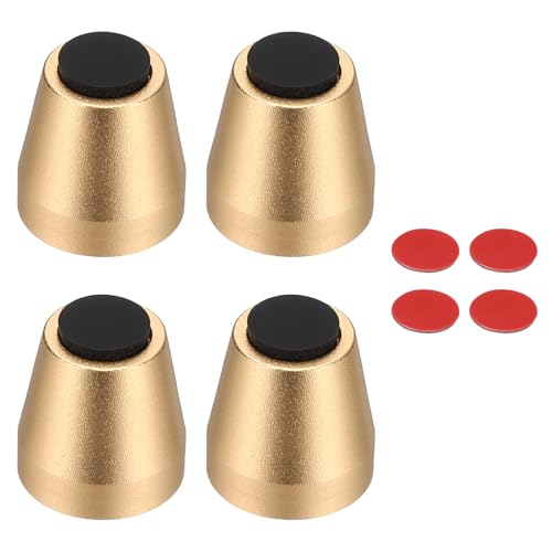 MECCANIXITY 4Pcs Speaker Isolation Pad Feet, 15x15mm Shockproof Aluminum Alloy Vibration Isolation Speaker Shock Base Pad Cone Base with Double-Sided Adhesive for Audio Equipment, Gold - color: Gold, size: 15x15mm