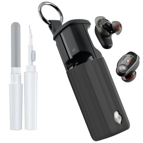for Skullcandy Method 360 ANC Case Cover, Soft Silicone Protective Earbuds Case, Only Compatible with Skullcandy Method 360 ANC with Cleaner Kit Accessories Set(Black) - color: Black