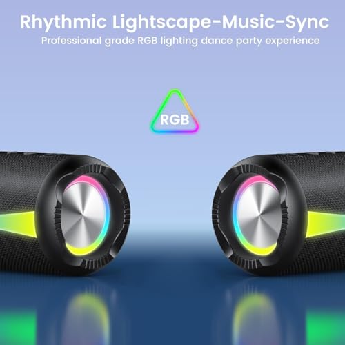 Bluetooth Speaker, 2026 Bluetooth Wireless Speaker 5.4 with RGB Lights, IPX7 Waterproof, TWS Pairing, Portable Speaker for Travel/Party/Home/Gifts - color: Light Black