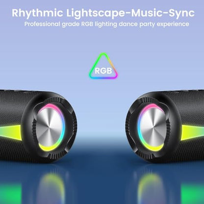 Bluetooth Speaker, 2026 Bluetooth Wireless Speaker 5.4 with RGB Lights, IPX7 Waterproof, TWS Pairing, Portable Speaker for Travel/Party/Home/Gifts - color: Light Black
