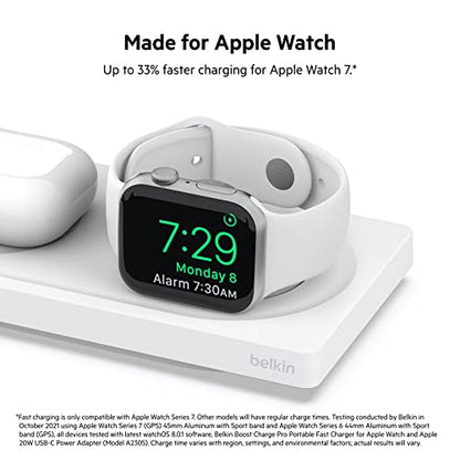 Belkin MagSafe 3 in 1 Wireless Charging Pad, Fast Charger (Renewed) | Apple Watch, iPhone 17/16/15/14, AirPods compatible, fast charging, certified refurbished, multi-device, Magnetic - color: White, style: Certified Refurbished