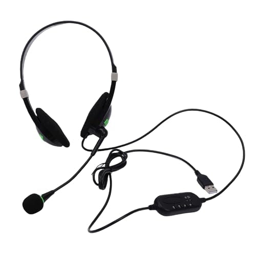 Gaming Headset, Lightweight 70g Design with Noise Cancelling Microphone USB Headset, Wired with in Line Control for PC Laptop Office Work Call Center