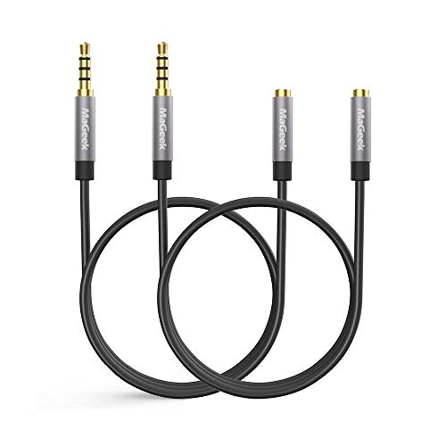 MaGeek 3.5mm Audio Aux Extension Cord, (2-Pack, 3.3 ft) TRRS 4-Pole Headphone Cable Male to Female Auxiliary Adapter Compatible with Beats, iPad, Car Audio, and More(Black) - size: 2-Pack_3.3ft