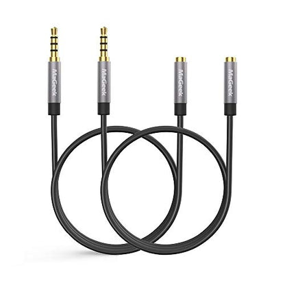 MaGeek 3.5mm Audio Aux Extension Cord, (2-Pack, 3.3 ft) TRRS 4-Pole Headphone Cable Male to Female Auxiliary Adapter Compatible with Beats, iPad, Car Audio, and More(Black) - size: 2-Pack_3.3ft