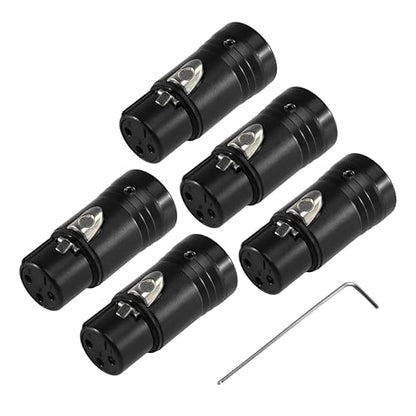 MKFAUDIO XLR Female Connector, 3 Pin L 90 Degree Low Profile, 5 Pack | DIY Shallow, Gold Plated, L Right Angle Adjustable, with Wrench for 4MM Microphone Mixer Board Patch Cable Audio - style: Female