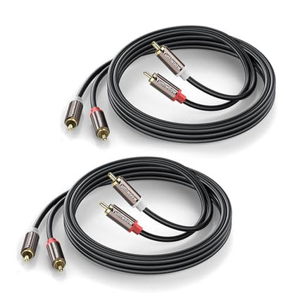 RCA Cables 2 Pack[Hi-Fi Sound, PVC Jacket, Shielded], 2-Male to 2-Male RCA Audio Stereo Subwoofer Cable Auxiliary Cord for Home Theater,Amplifiers,HDTV,Hi-Fi Systems,Speakers(3Ft/1M)