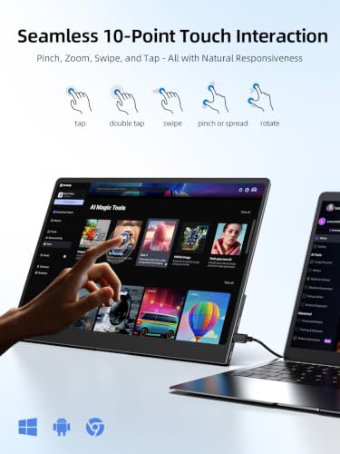 UPERFECT Portable Monitor Touchscreen 15.6 Inch 125% sRGB Travel Monitor - size: 15.6 inch