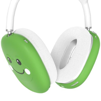 Cute 3 in 1 Silicone Protective Cover Case Frog Shockproof Ear Pad Ear Cups Headband Cover Ear Cushion Ear Muff Dust Protector for AirPods Max (Green) - color: Green