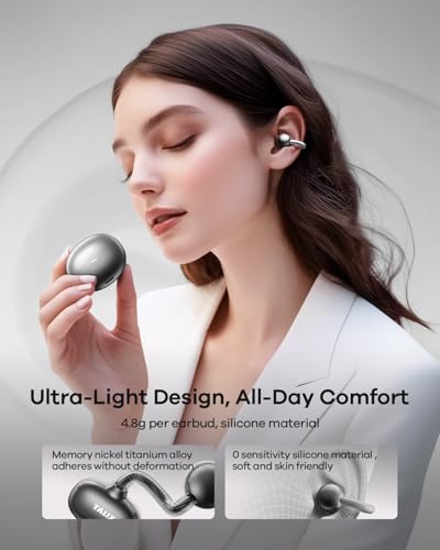 TALIX Ultra Open Ear Earbuds X6, Clip-On Headphone with Directional Sound, Ultra-Light Comfort Fit, Bluetooth 5.4 Wireless Earbuds, 26H Playtime, Spatial Sound, for Running, Workout & Daily Use(Black) - color: Black