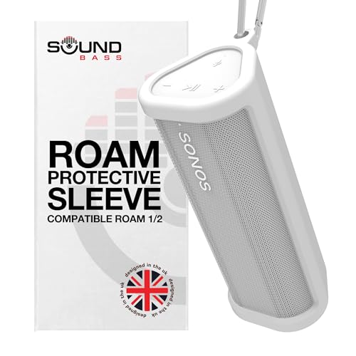 Heavy Duty Protective Carrying Case for Sonos Roam 2 | White | Compatible with Sonos Roam, Roam 2 & Roam SL | Includes Bluetooth Button | Protect Your Wireless Speaker | Cover / Sleeve - color: Roam 2 - White