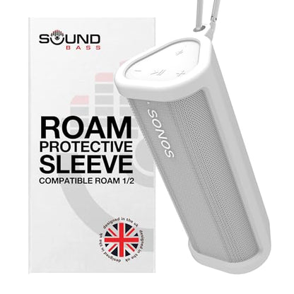 Heavy Duty Protective Carrying Case for Sonos Roam 2 | White | Compatible with Sonos Roam, Roam 2 & Roam SL | Includes Bluetooth Button | Protect Your Wireless Speaker | Cover / Sleeve - color: Roam 2 - White
