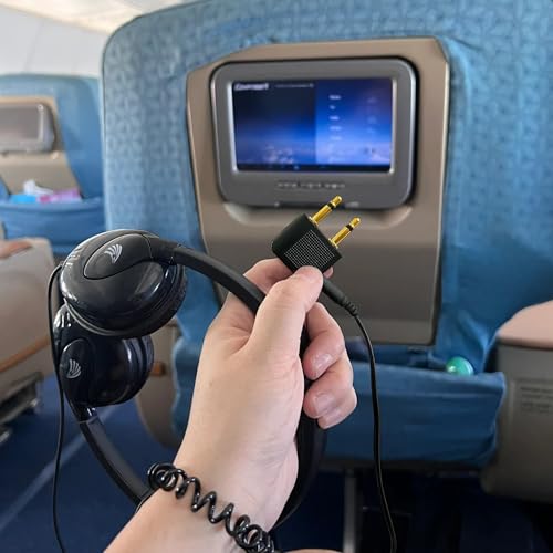 BlingKingdom 3 PCS Airplane Flight Headphone Adapter, Dual 3.5mm Male to 3.5mm Female Airplane Headphones Jack Adapter Plug Gold Plated Airplane Audio Adapter