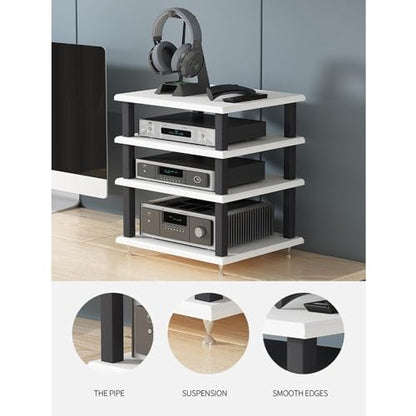 Desktop Audio Rack Stereo Cabinet 2 3 4 Tier AV Media Stand Desktop Amplifier Audio Rack for Home Theater，Office，Gaming Room(Light Walnut,3-Tier) - color: Light Walnut, size: 3-Tier