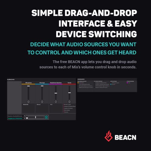 BEACN Mix (Light) - USB-C Audio Mixer & Controller, 5" Display, 4 Knobs | Windows Audio Controller w/ 5" Color Display & Push-button Encoders. For Streaming, Gaming, Podcasting & Work-From-Home.