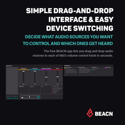 BEACN Mix (Light) - USB-C Audio Mixer & Controller, 5" Display, 4 Knobs | Windows Audio Controller w/ 5" Color Display & Push-button Encoders. For Streaming, Gaming, Podcasting & Work-From-Home.