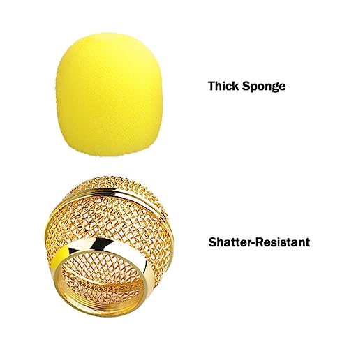 1PCS Microphone Head Replace, Steel Mesh Mic Grille Heads, Grille Mic Ball Replacement with Inner Foam, Fits for SM58 (Gold, 1 pcs) - color: Gold, size: 1 pcs
