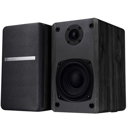 SINGING WOOD T25 Passive Bookshelf Speakers (Pair) - 60W Home Stereo Audio - 4" Woofer, Silk Dome Tweeter - Wall Mountable - Perfect for Home Theater, Studio Monitor, Record Player - Black Wood Finish