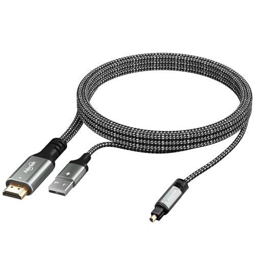 Unidirectional 192KHz HDMI ARC/eARC to Optical Toslink SPDIF Audio Extractor Splitter Converter Cable 6 Ft, USB Powered Digital Adapter for HDTV to Soundbar Home Theater Amplifier Old Speaker - size: 6FT