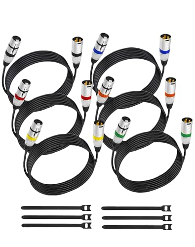XLR Cables, XLR Male to Female Microphone Cables 10 Feet 6 Pack - size: 10 Feet-6 Pack