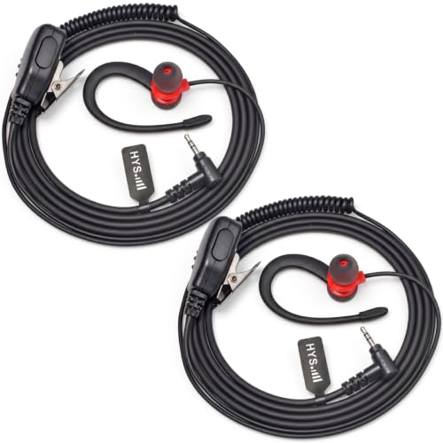 HYS Walkie Talkie Earpiece/Headset for Cobra 2.5mm RX380 Microtalk Radio | G Shape Earpiece with Mic PTT for Cobra 1 Pin CXT195 CX112 ACXT1035 ACXT145 ACXT545 PX655 RX385 RX685 FRS Two Way Radio - size: 2pcs-right-angle 2.5mm plugs