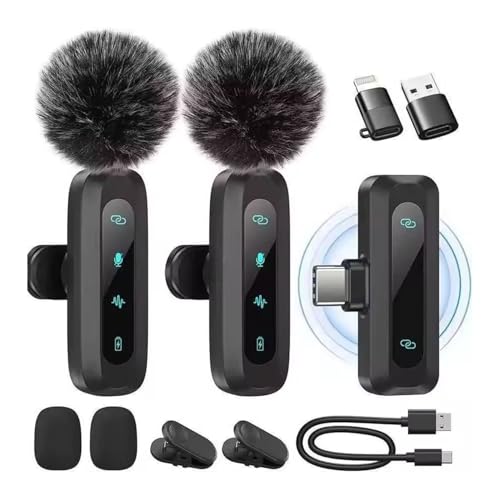 Sahara - Wireless Lavalier Microphone, 2 Clip-On Mics, USB-C Receiver, Noise Reduction, Plug & Play, Auto Pairing, 2.4GHz Wireless Mic for iPhone, Android, Vlogging & Interviews