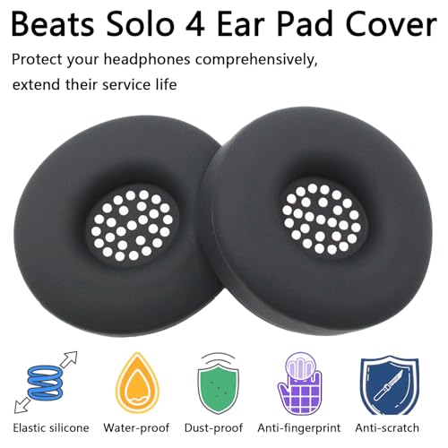 Silicone Ear Pad Covers for Beats Solo 4 Wireless Headphones - Black - color: Black