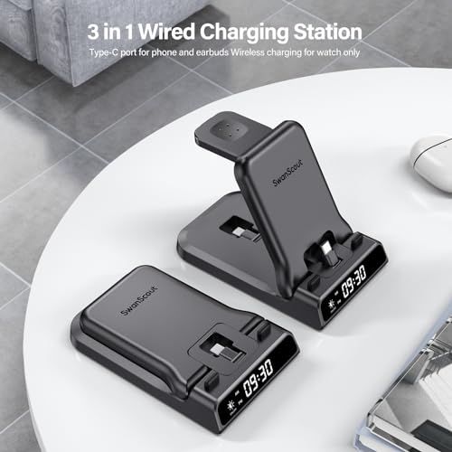 3 in 1 Charging Station for Google Pixel Watch 3/2, 25W Super Fast Wired USB C Charger Stand for Google Pixel 10/10 Pro/10 Pro XL/9/8/7, Pixel Buds Pro 2/2a, SwanScout 701G2, (Not for Pixel Watch 4/1)
