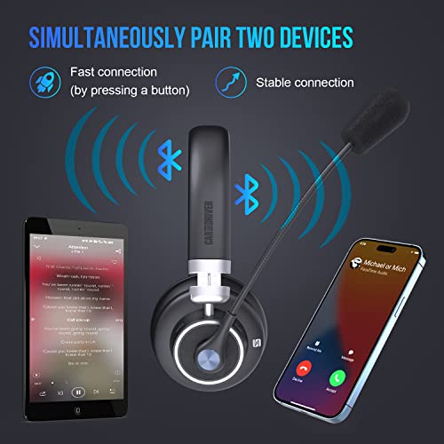 BT4500 Trucker Bluetooth Headset, Noise Cancelling Microphone | Bluetooth 5.0 Wireless Headset, Adjustable Headband Multi Device Pairing, 30 Hour Talk Time for Drivers, Work - color: BT4500