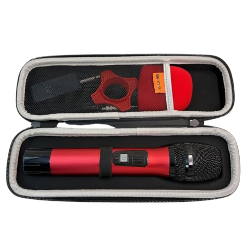 Wireless Microphone Case for 1, Hard Carrying Travel Bag for SMM 107 Handheld Dynamic Microphone Mic Cover with EVA Hard Shell Exterior Compatible with 10.24" x2" Wireless Mic-Case Only