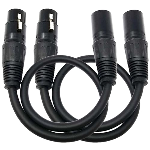 1FT DMX Cables, XLR Male to Female Microphone Cables 3 Pin (2 Pack)