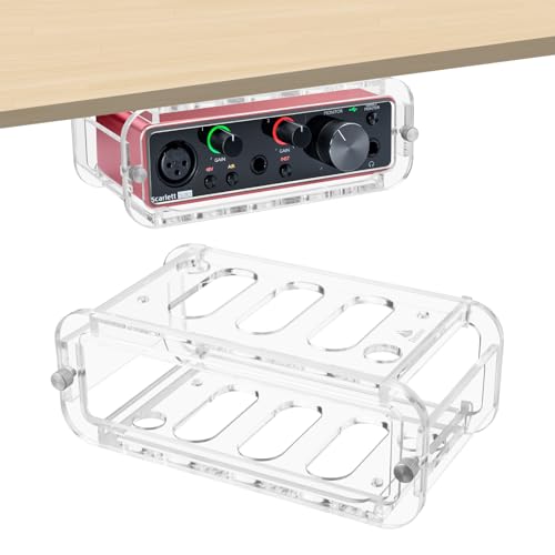 Under Desk Holder for Scarlett Solo 3rd Gen, Acrylic Under Desk Shelf Organizer Under Desk Mount Wall Mount Holder (Transparent) - color: Transparent