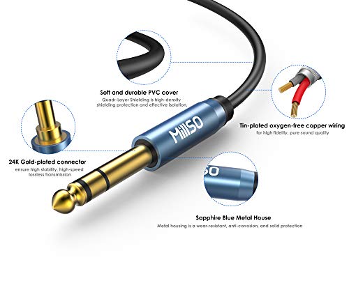 MillSO 6.35mm 1/4 Male to Dual 3.5mm 1/8 Female Headphone Adapter 12 inch