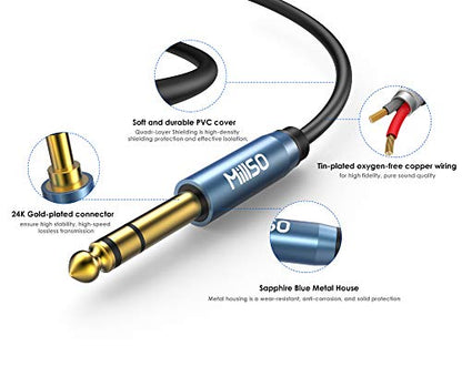 MillSO 6.35mm 1/4 Male to Dual 3.5mm 1/8 Female Headphone Adapter 12 inch