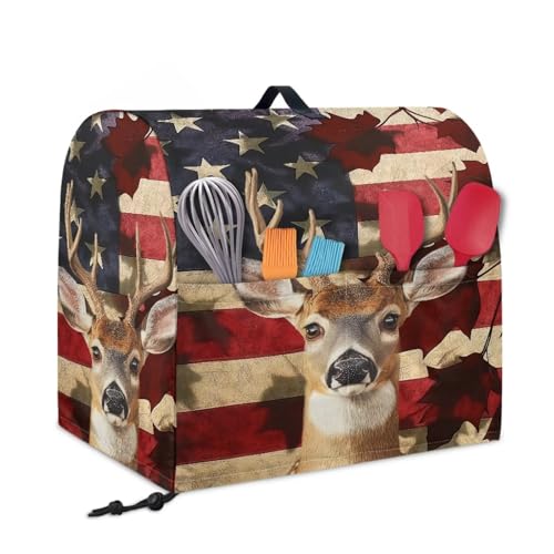 Stand Mixer Dust Cover, Portable Stand Mixer Dust Cover with Adjustable Drawstring Waterproof Blender Protective Cover Stand Mixer Dust Cover American Flag Deer - color: American Flag Deer, size: S
