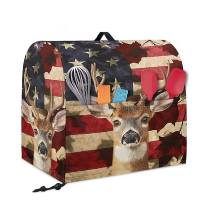 Stand Mixer Dust Cover, Portable Stand Mixer Dust Cover with Adjustable Drawstring Waterproof Blender Protective Cover Stand Mixer Dust Cover American Flag Deer - color: American Flag Deer, size: S