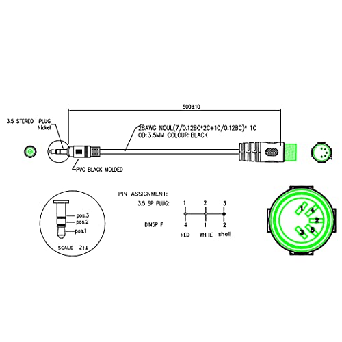 SinLoon 5-Pin DIN-Male Cable, 5 Pin to 3.5mm(1/8") TRS Stereo Male Jack Stereo Audio Cable for Musical Instrument Signal Output (0.5m,3.5M-5 DIN M)