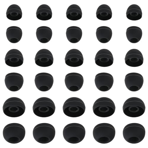 30Pcs Silicone Replacement Earbud Covers Fit Most Earphones Ear Tips(Inner Hole 4mm -6.5mm) Black Ears Cushion Earbuds for in- Ear Headphones Tips Replacement Kit