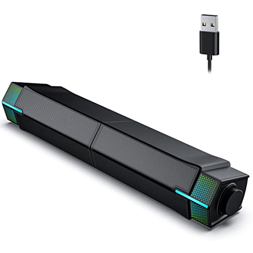 Jeecoo M20 Bluetooth Computer Speakers for PC Desktop Monitor, Gaming PC Sound Bar - Wired USB-Powered, Superb Stereo Sound, with Gradient RGB Lighting - Combine/Separate to Customize Your Desk | Gaming PC Sound Bar Wired USB-Powered with Gradient RGB Lig