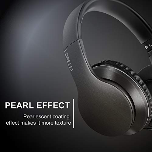LORELEI X6 Over-Ear Wired Stereo Bass Headphones with Microphone, Lightweight, Foldable & Portable with 1.45M No-Tangle for Smartphone, Tablet, MP3/4, Space Black - color: Space Black